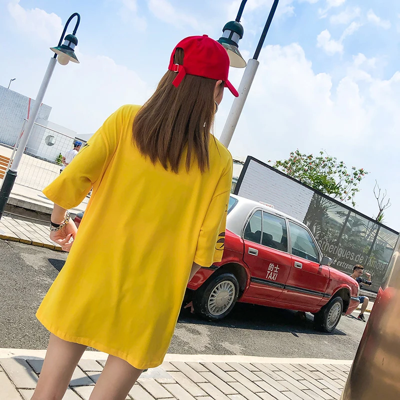 Футболки с принтом Пикачу, женские летние топы, короткий рукав, Harajuku Kawaii, футболка, Мультяшные рубашки с покемонами размера плюс, свободные V695