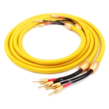 

HIFI Pair Accuphase One Number OFC pure copper audio speaker cable with 24K gold plated banana plug amplifier amp