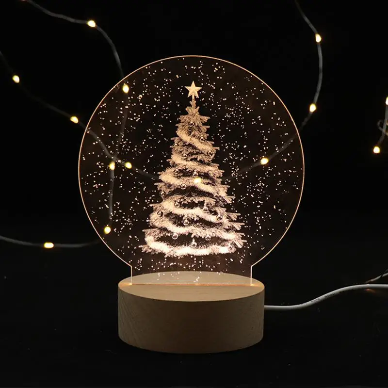 3D Рождественская елка светильник s светодиодный ночной Светильник декоративные настольные лампы для Спальня детской комнаты(теплый белый свет, USB переключатель