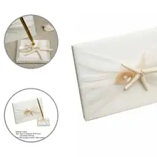 

Solid Color 1 Set Convenient Beautiful Fine Texture Signature Book Fabric Guestbook Eye-catching for Wedding