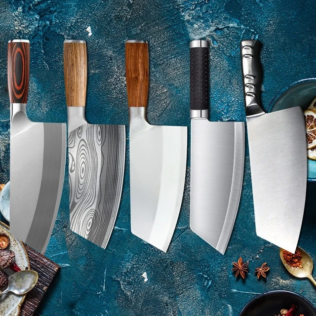 Super Sharp Chef Cleaver Kitchen Japanese Kitchen Knife Household  Three-piece Damascus Steel Slicing Knife - AliExpress