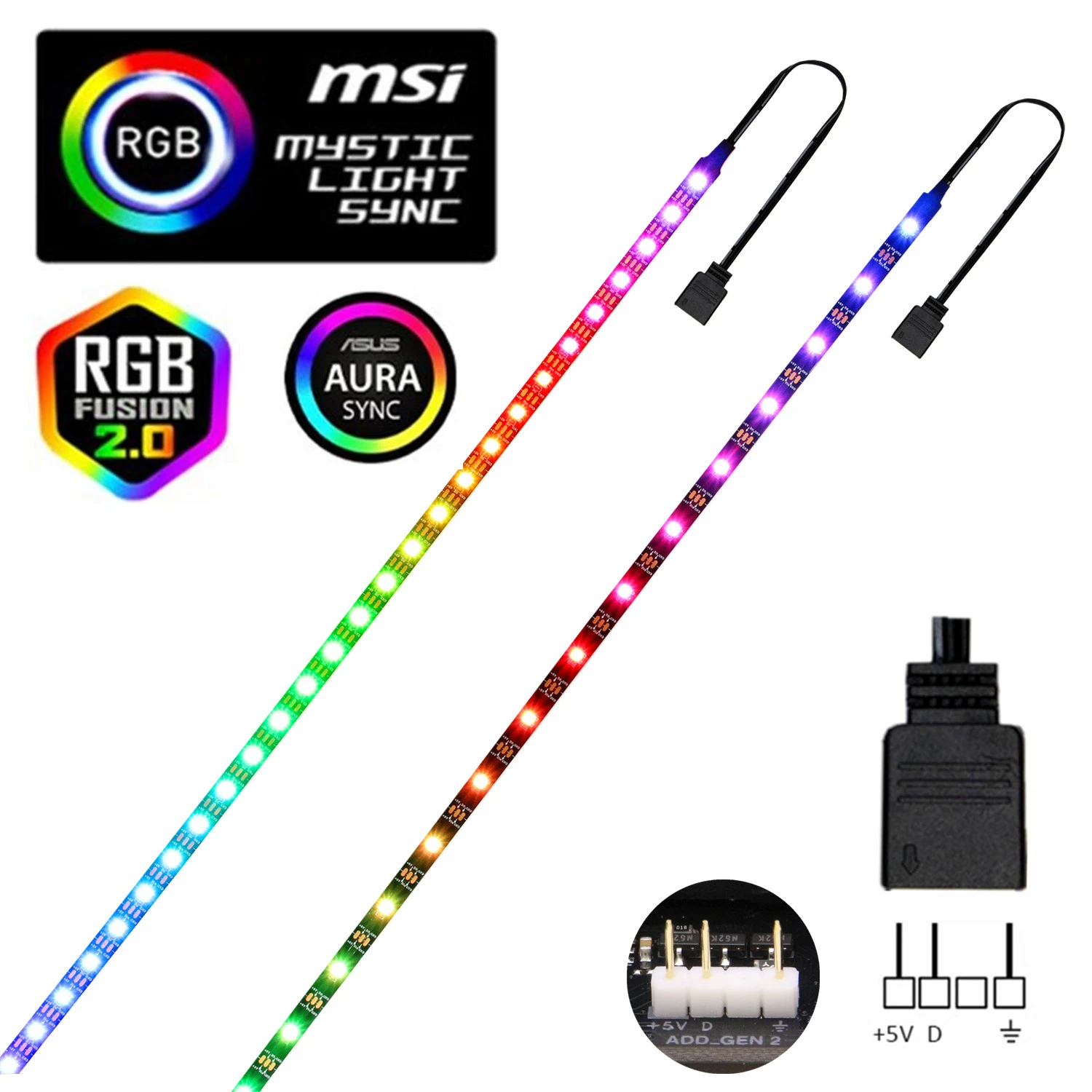 Ws2812b Rgb Led Strip 5v 3 Pin Addressable Led Headers Pc For Asus Aura