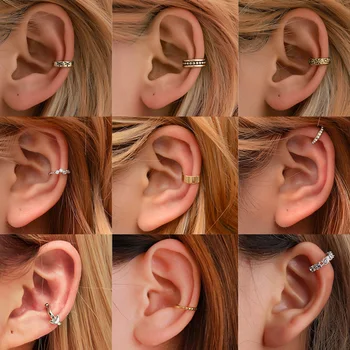 

Luokey Vintage Fashion Ear Cuff For Women Crystal Non Pierced Earrings Minimalist Jewelry Nose Ring Gothic Clip On Earrings 2020