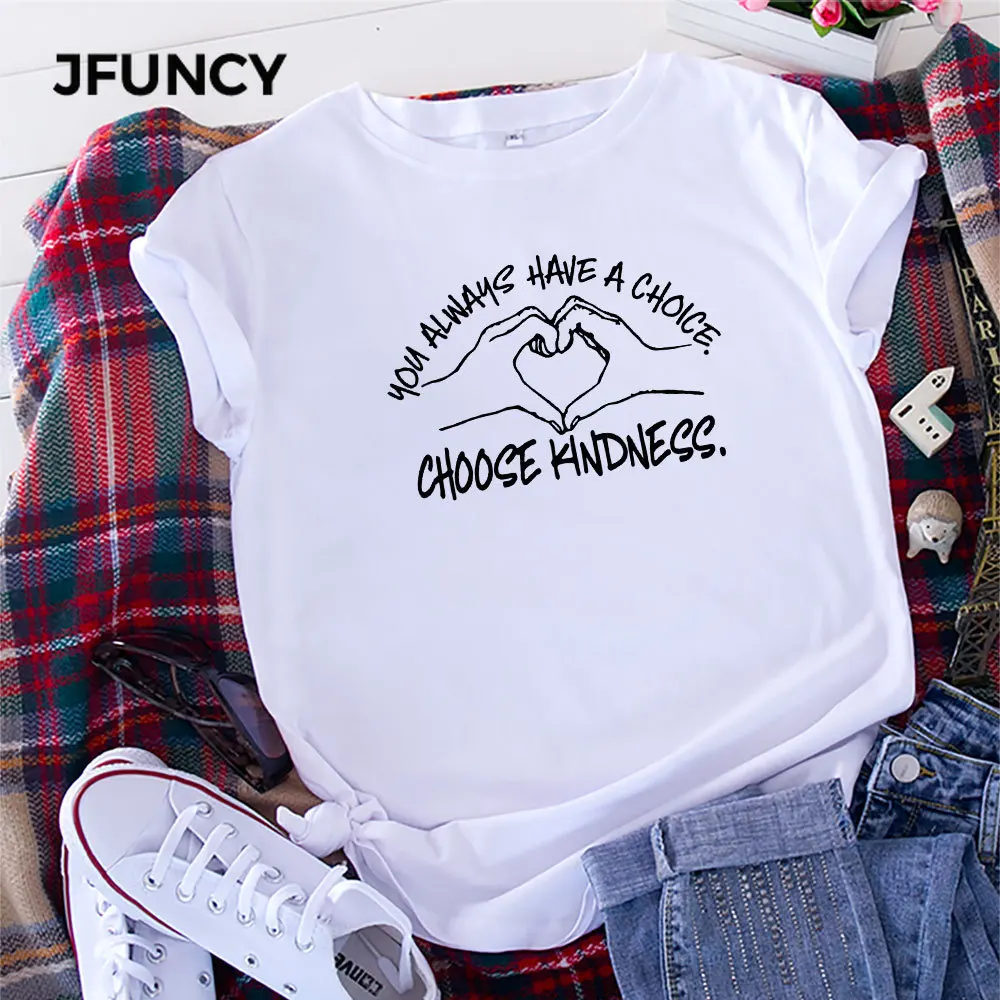 JFUNCY Oversize Women's Tops 100% Cotton Women Loose T Shirt Woman Tee Shirts Female Summer T-shirt Short Sleeve Lady Tshirt
