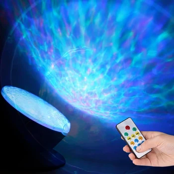 

Ocean Wave Projector Light Led Night Lamp Music Player Remote Control USB Starry Projection Living Bedroom Party Decor Gifts