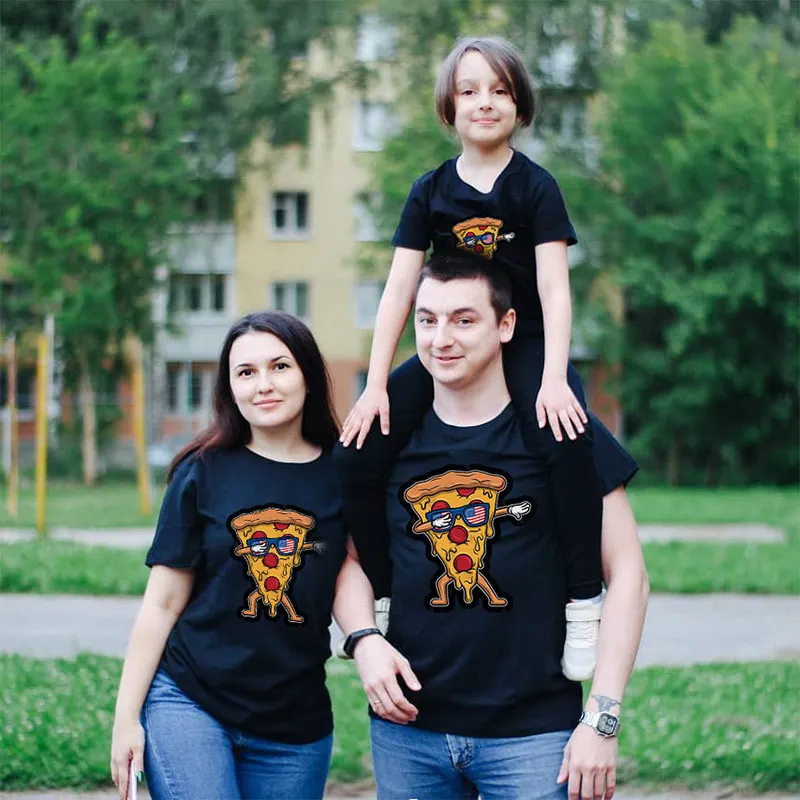 Одинаковые комплекты для семьи футболка с принтом пиццы папы мамы дочки и сыны