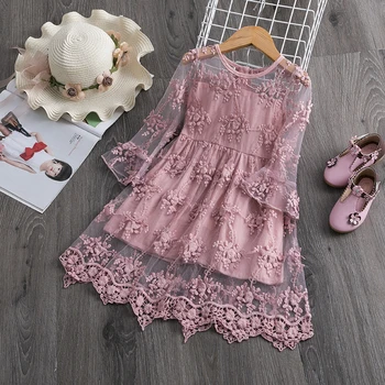 

Girls Lace Dress Floral Dress Girls Casual Clothes Long Sleeve Dresses Princess Costume 3 8Y Vestido Kids Dresses For Girls
