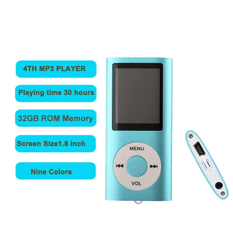  MP3 Player 4TH GEN 1.8 inch LCD scren Memory Stereo Music Media Player FM radio AMV video player bu