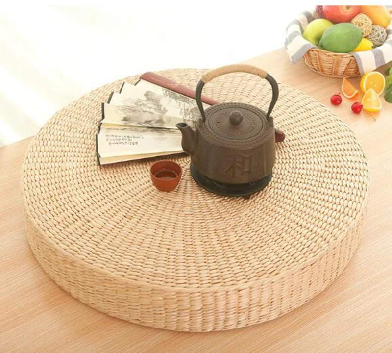 

HOT SALE 40cm Tatami Cushion Round Straw Weave Handmade Pillow Floor Yoga Chair Seat Mat for home office soft cushion