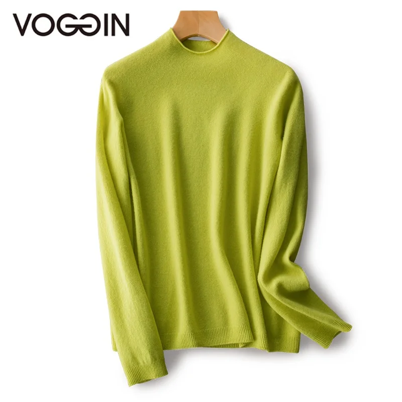 

VOGGIN Seamless sweater pure wool basic style Pullovers Women Half Collar Natural Hemming High Tech Seamless knitting 2020AW