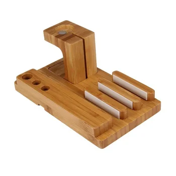 

3 in 1 Charging Dock Station Charger Holder Stand For Watch (light brown)