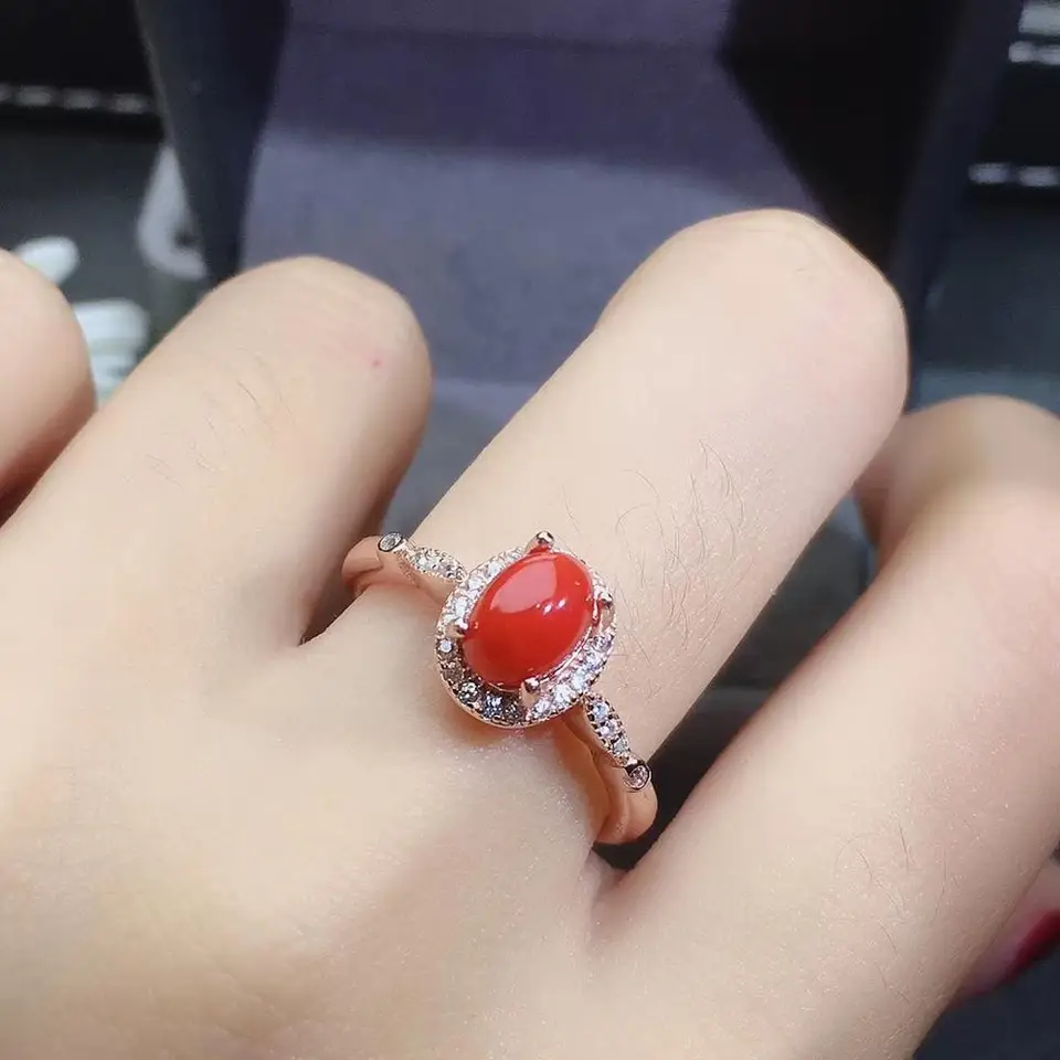 KJJEAXCMY fine jewelry natural red coral 925 sterling silver new