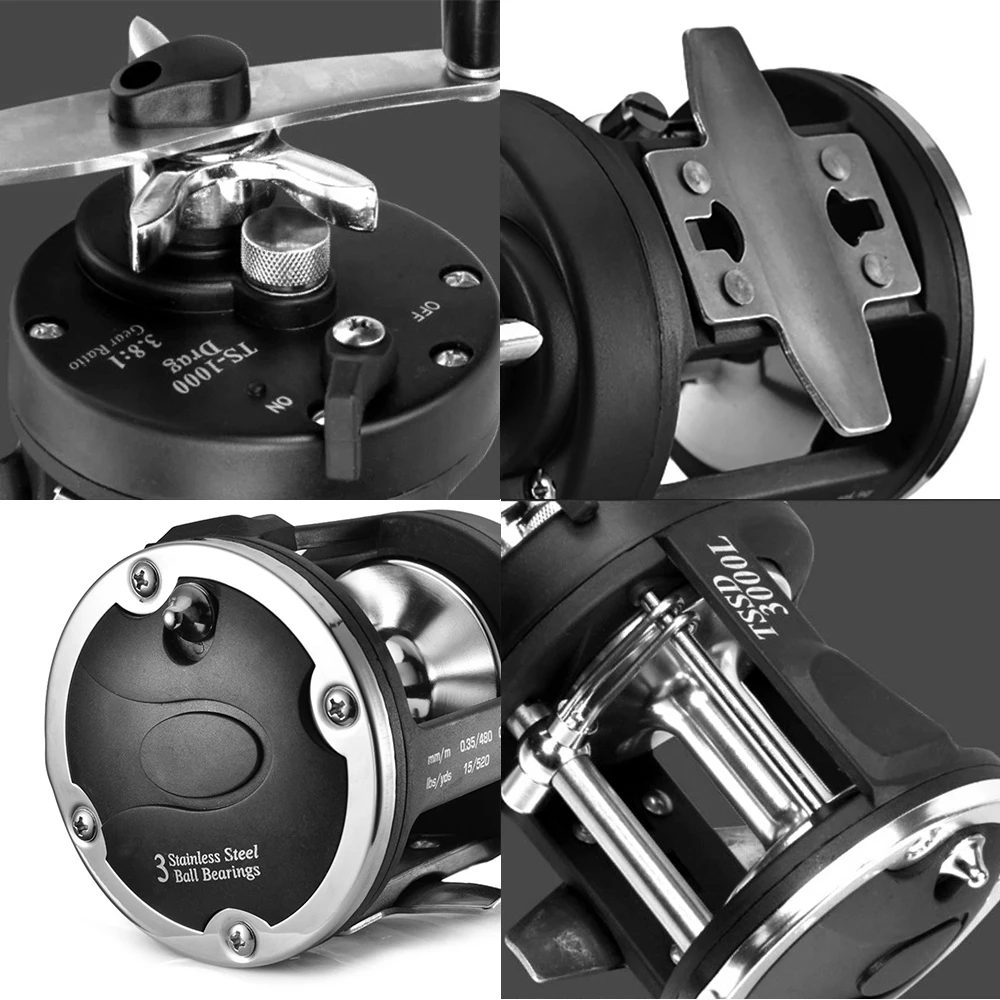 New Fishing Reels TSSD 3000L-4000L Trolling Drum Fishing Reel Saltwater Right  Hand Black Sea Fish Reel pesca fishing tackle