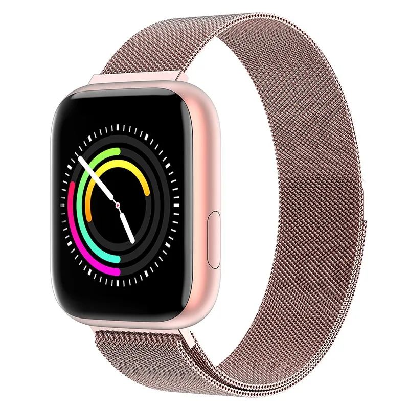 Умные часы UTELITE P4, 1,4 дюймов, полный экран, сенсорный монитор сердечного ритма, кровяного давления, Водонепроницаемый Фитнес-трекер для Xiaomi Apple - Цвет: Pink steel