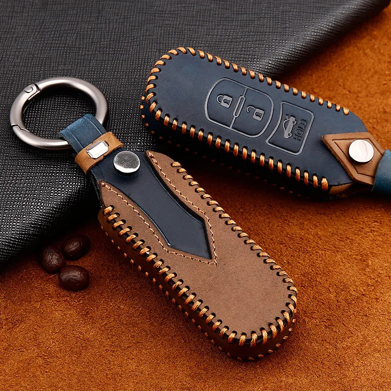 Remote Smart Car Key Case Mazda Leather Keychain Cover