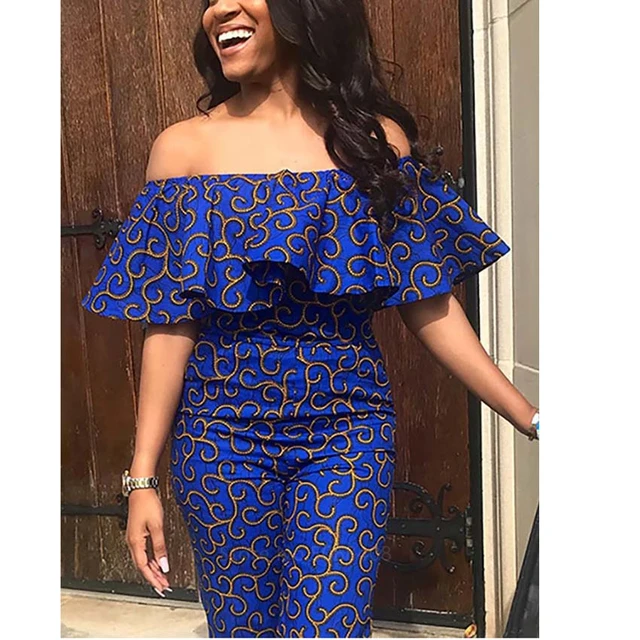 Voke African Off Shoulder Backless Jumpsuit - Image 2