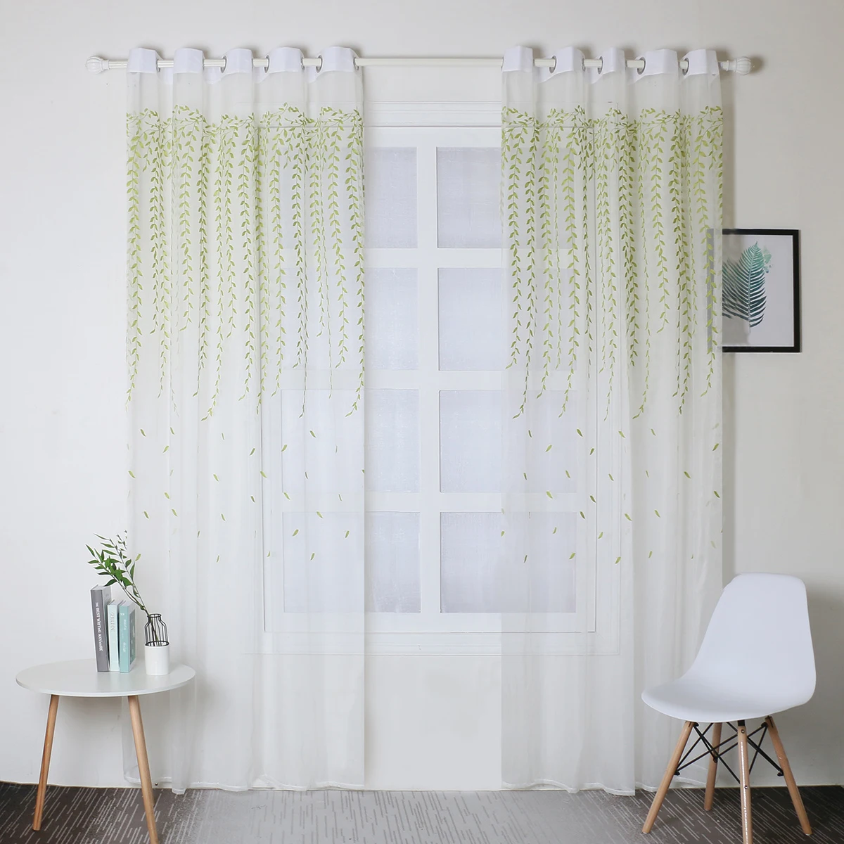 Новые листья вышивка геометрические белые занавески современные прозрачные