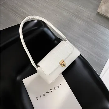 

Female bag 2020 wild Hong Kong style retro baguette bag female student texture net red one-shoulder handbag ladies hand bags