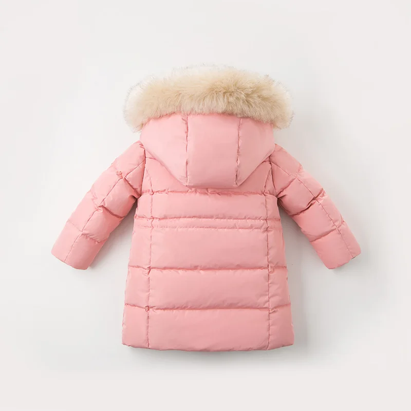 Best  DB12008 dave bella winter baby girls down fur coat zipper hooded outerwear children 90% white duck 