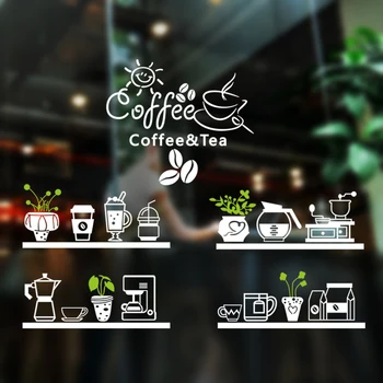 

Coffee Shop Sticker Bean Milk Tea Decal Cup Poster Vinyl Art Wall Decor Mural Decoration Break Bread Cafe Glass Decals