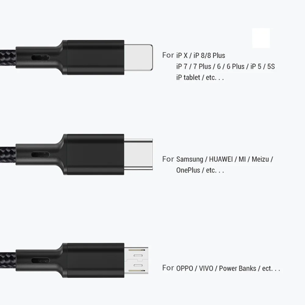 3 в 1 СВЕТОДИОДНЫЙ модуль панели управления usb type-C 8pin Кабель зарядного устройства нейлоновый плетеный провод для смартфона зарядный кабель для мобильного телефона шнур