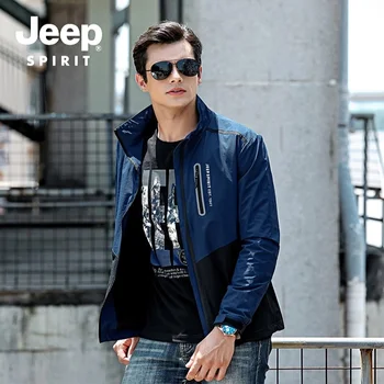 

JEEP SPIRIT Brand New Autumn Jacket Men Casual Patchwork Men Jacket Windbreaker Coat Men Plus Size M-4XL Thin Outerwear