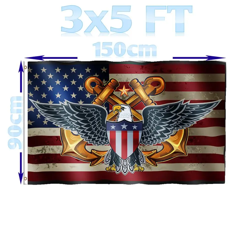 BENFACTORY Store 3x5 футов Орел с экраном и якорем американский флаг США однослойный 100D