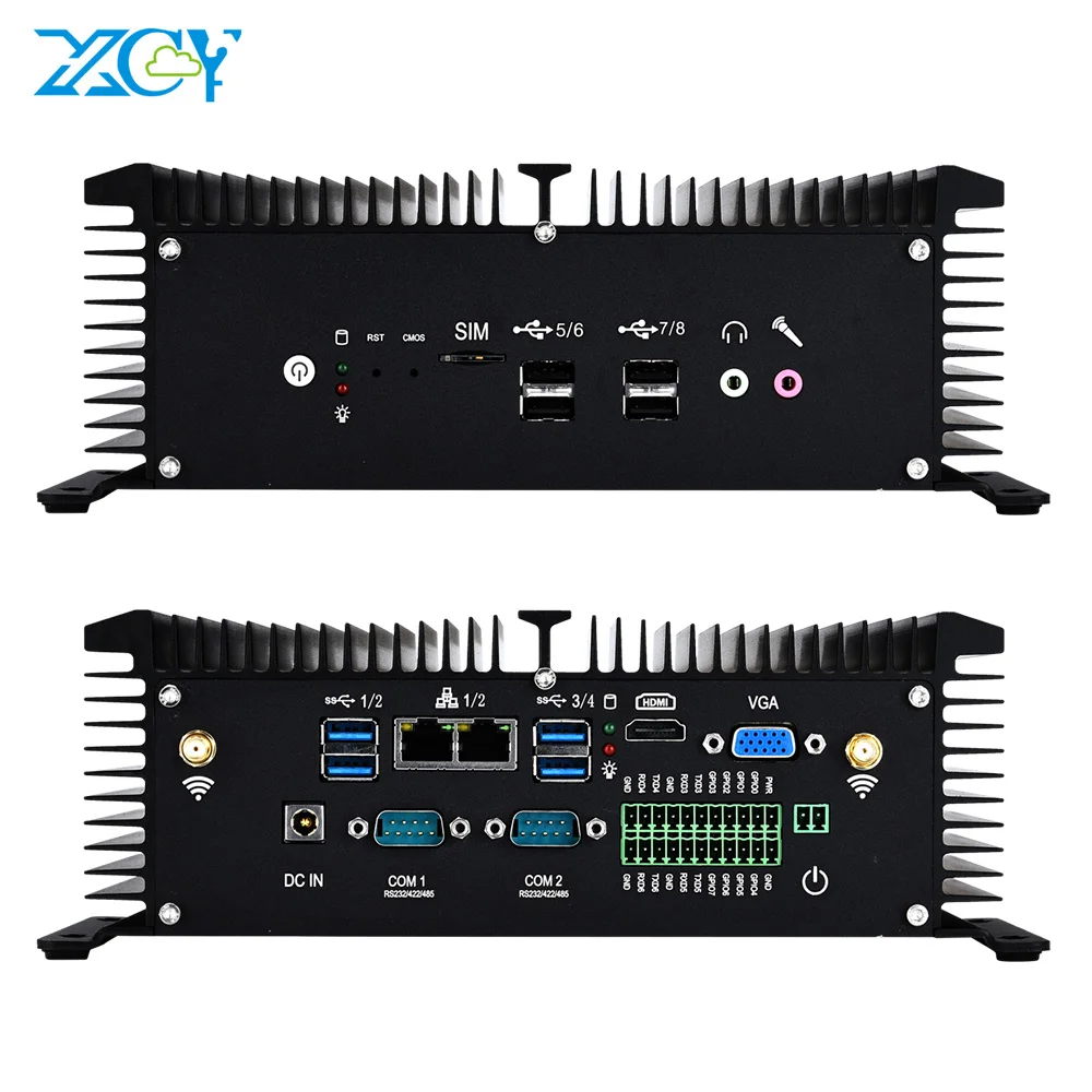 XCY X40G Mini komputer przemysłowy i5 8250U 7200U i7 7500U 2 * RS232 RS422 RS485 2 * LAN 8 * USB HDMI VGA GPIO WiFi 4G SIM DDR4 Windows Linux XCY X40G Mini komputer przemysłowy i5 8250U 7200U i7 7500U 2 * RS232 RS422 RS485 2 * LAN 8 * USB HDMI VGA GPIO WiFi 4G SIM DDR4 Windows Linux