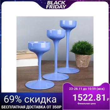 

Candlestick glass "Goblet-bowl" lilac set of 3 pcs h- 17, 21, 24.5x12x12 cm 4543421