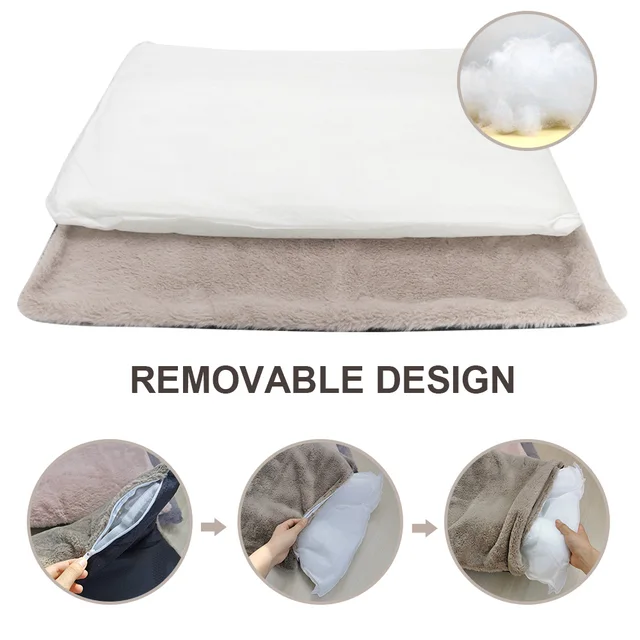 Thick Warm Dog Bed Mat Soft Pet Sleeping Cushion Mats Washable Dogs Cat Bed With Removeable Cushions For Small Large Dogs 4