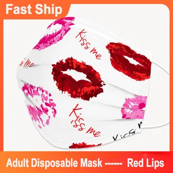 

Kiss Me Disposable Three-layer Adult Red Lips Student Mouth Mask Printing Cartoon Dustproof Meltblown Cloth Face Mask