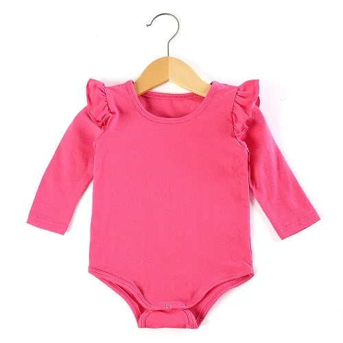 2 шт./лот; детские комбинезоны с оборками и длинными рукавами для новорожденных; комбинезон; одежда для малышей - Цвет: hot pink pink