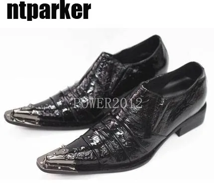 Ntparker/новинка года; мужские кожаные туфли в винтажном стиле в стиле рок; мужские туфли с острым носком и металлическим носком; EU38-46