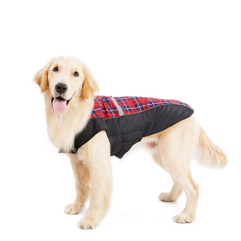 

England Style Plaid Dog Clothes Thicken Autumn and Winter Jacket Vest For Large Dog Reflective Warm Dog Clothing Set Dog Product