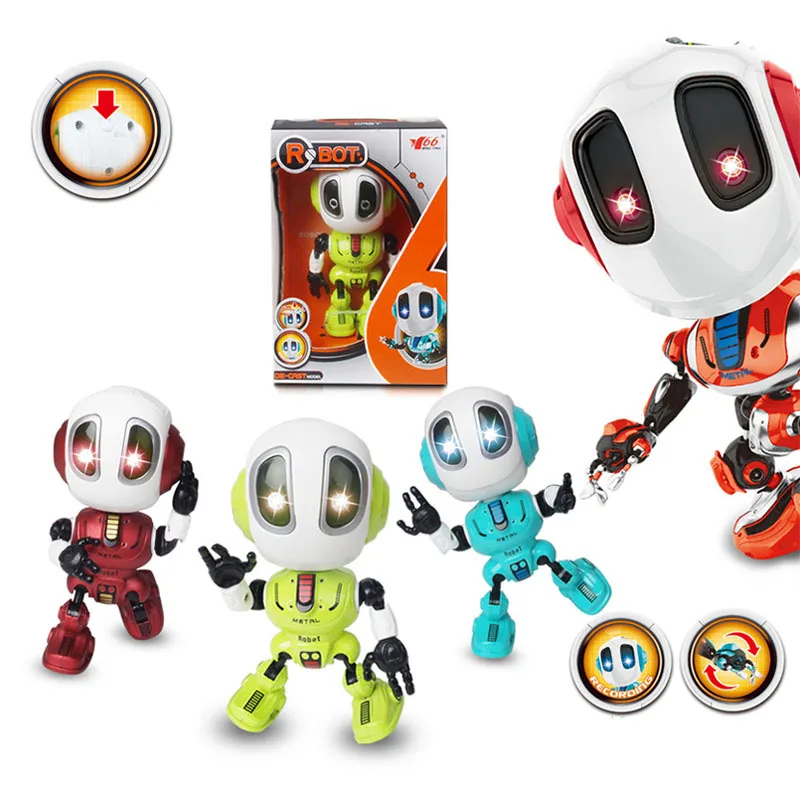 Robôs falantes para crianças, mini robôs que repete o que você diz e ajuda  as crianças a falar, robô gravação repetem sua voz sensível ao toque LED,  brinquedos para crianças a partir