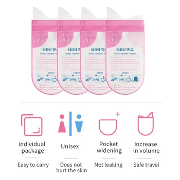 

4pcs Disposable Handy Unisex Kids Using Outdoors Mini W.C. 700ml Emergency Portable Car Urine Bag Vomit Bags Mini Mobile Toilets