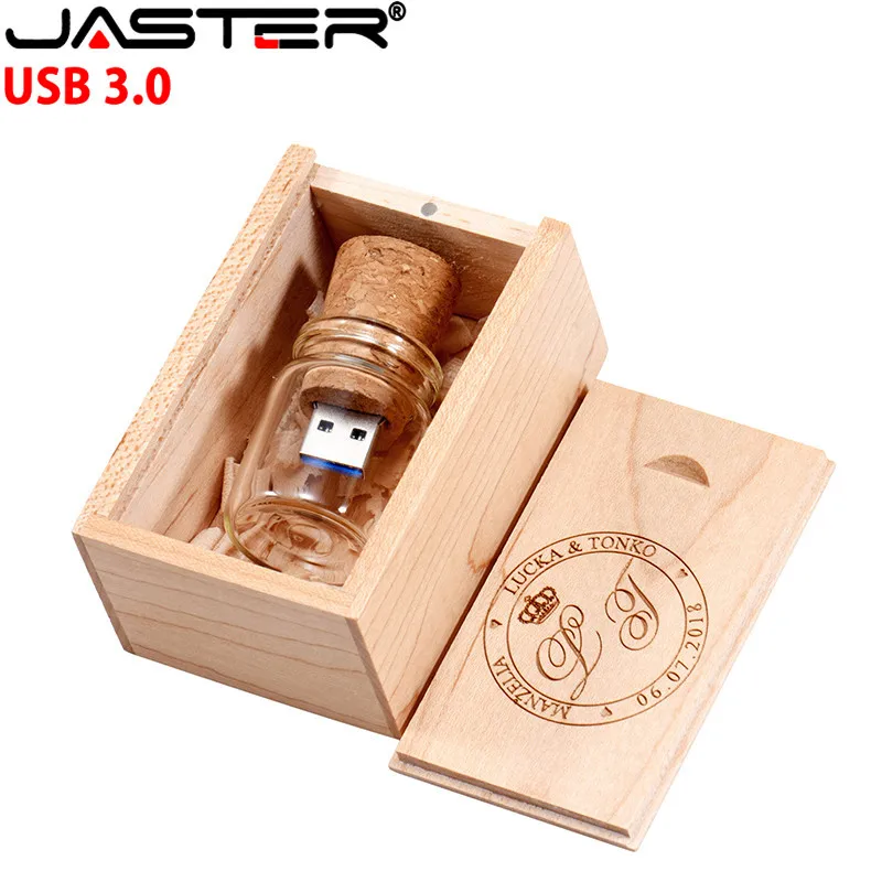 JASTER, USB 3,0, стеклянная бутылка, пробковая USB 4 ГБ, 8 ГБ, 16 ГБ, 32 ГБ, 64 ГБ, ручка, держатель, свадебная памятная u-диск