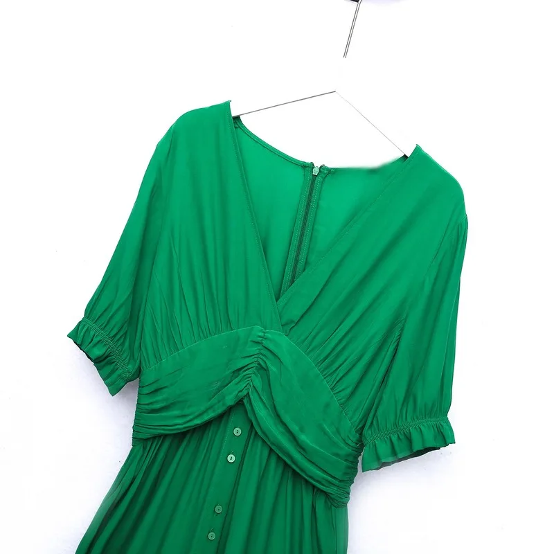 Однобортное платье с рукавом-бабочкой vestidos de fiesta, платье для вечеринок, повседневное ТРАПЕЦИЕВИДНОЕ однотонное платье на пуговицах, женская одежда