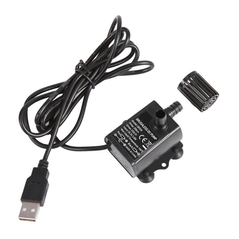 DC 5 в 2,4 Вт USB мини Бесщеточный насос Водонепроницаемый погружной аквариум DC черный фонтан насос