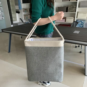 

Laundry Hamper Basket with Handles Collapsible Linen Hampers for Bedroom Storage Built-in Lining with Detachable Bracket
