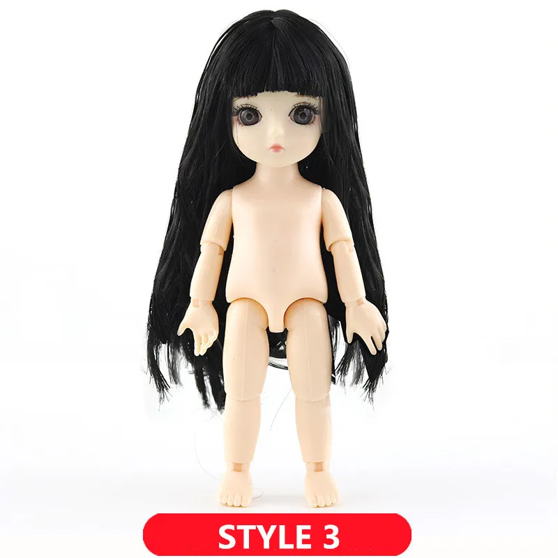 1/12 BJD куклы 13 суставов DIY милые куклы принцессы 16 см 3D глаза ручной работы оригинальные куклы для девочек игрушки для детей подарки на день рождения - Цвет: STYLE 3