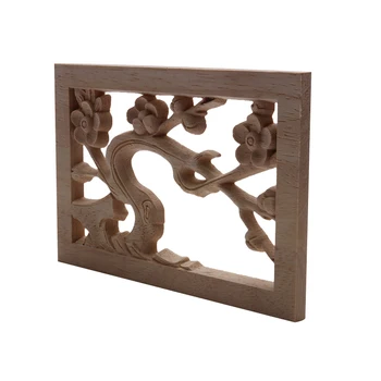 

Wood Figurines Wood Applique Wood Decal Onlay Onlay Unpainted Carving European Long Oval Wooden Walls Furniture Home Decoration