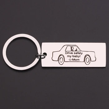 

Stainless steel custom key chain gift personalized safe driving My baby Key chain safe driving mom's love jewelry