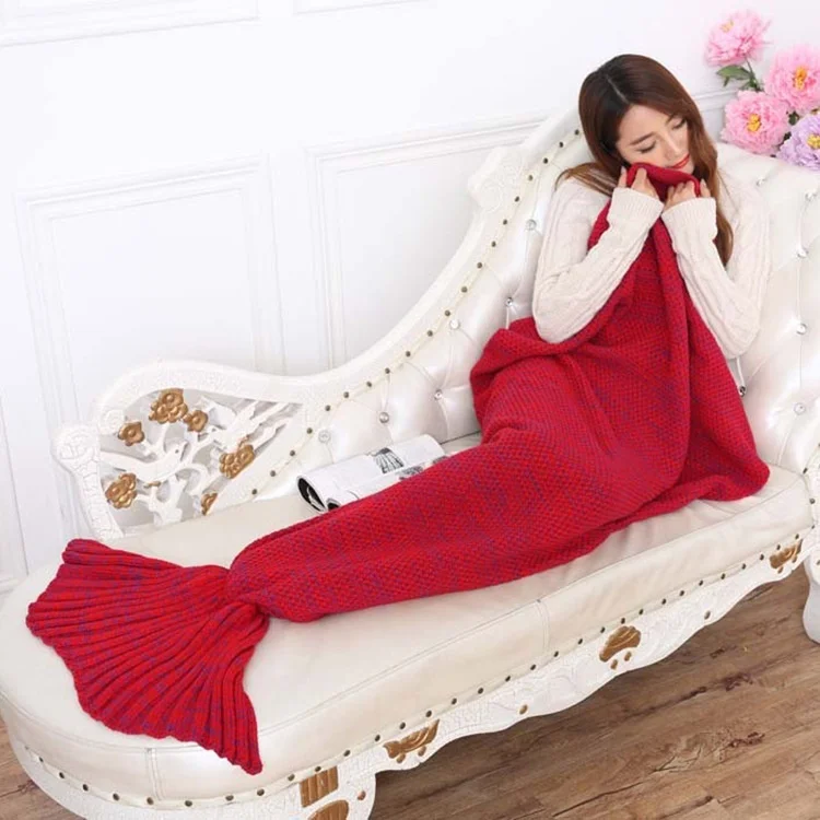 

5 Colors Hand Washable Plush Mermaid Tail Portable Air Conditioning Blankets Fits for Spring or Autumn Home Textile