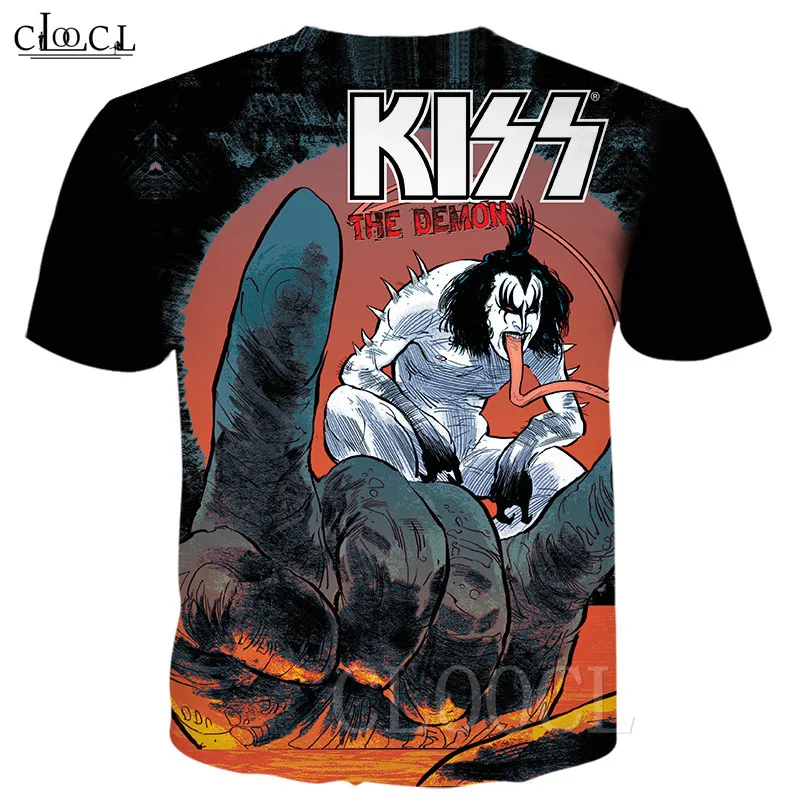Новые футболки с 3D принтом рок-группы KISS, Повседневная модная футболка с коротким рукавом в стиле Харадзюку, крутая Мужская/женская футболка с надписью KISS Band, уличная одежда, футболки