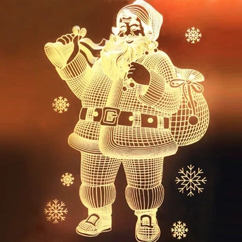 

LED Suction Cup Light 3D Door and Window Santa Claus Elk Bells Christmas Lights LED String Lights Snowflake New Year Economic