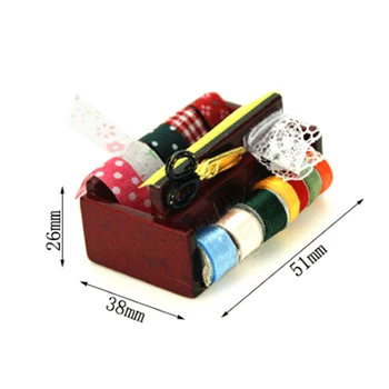 

1/12 Dollhouse Simulation Scissors Tailor Ruler Cloth Model Toy Miniature Accessories Mini Sewing Tools Set for Doll House Decor
