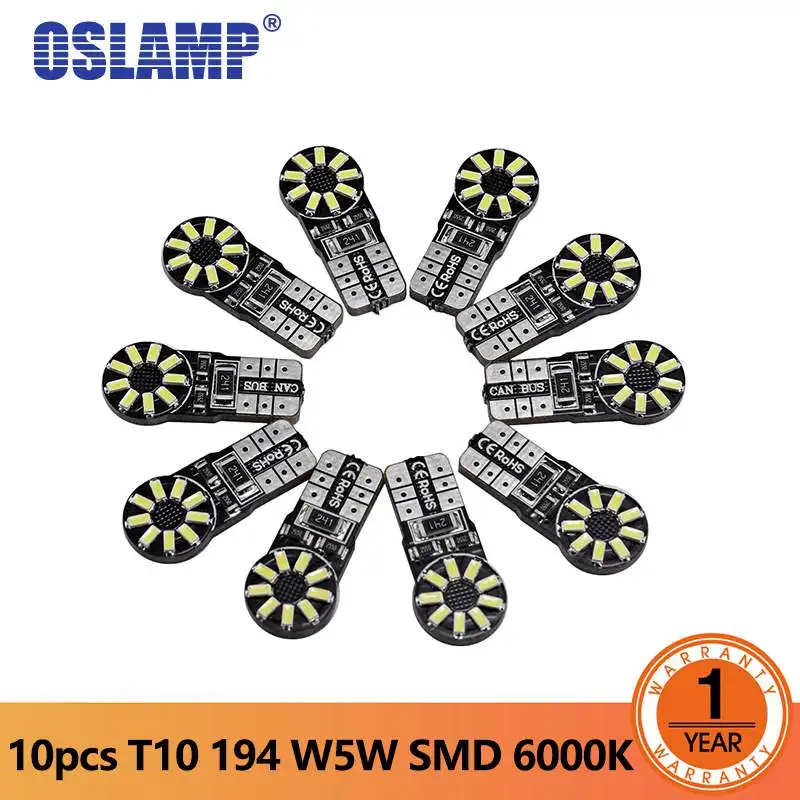 Oslamp 10pcs T10 LED Light 2W/pc Car Bulbs 194 W5W Turn Signal License Plate Reading lights White Additional Brake | Автомобили и