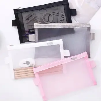 

Large Capacity Pencil Case Pen Mesh Bag School Stationery Cosmetic Storage Pouch