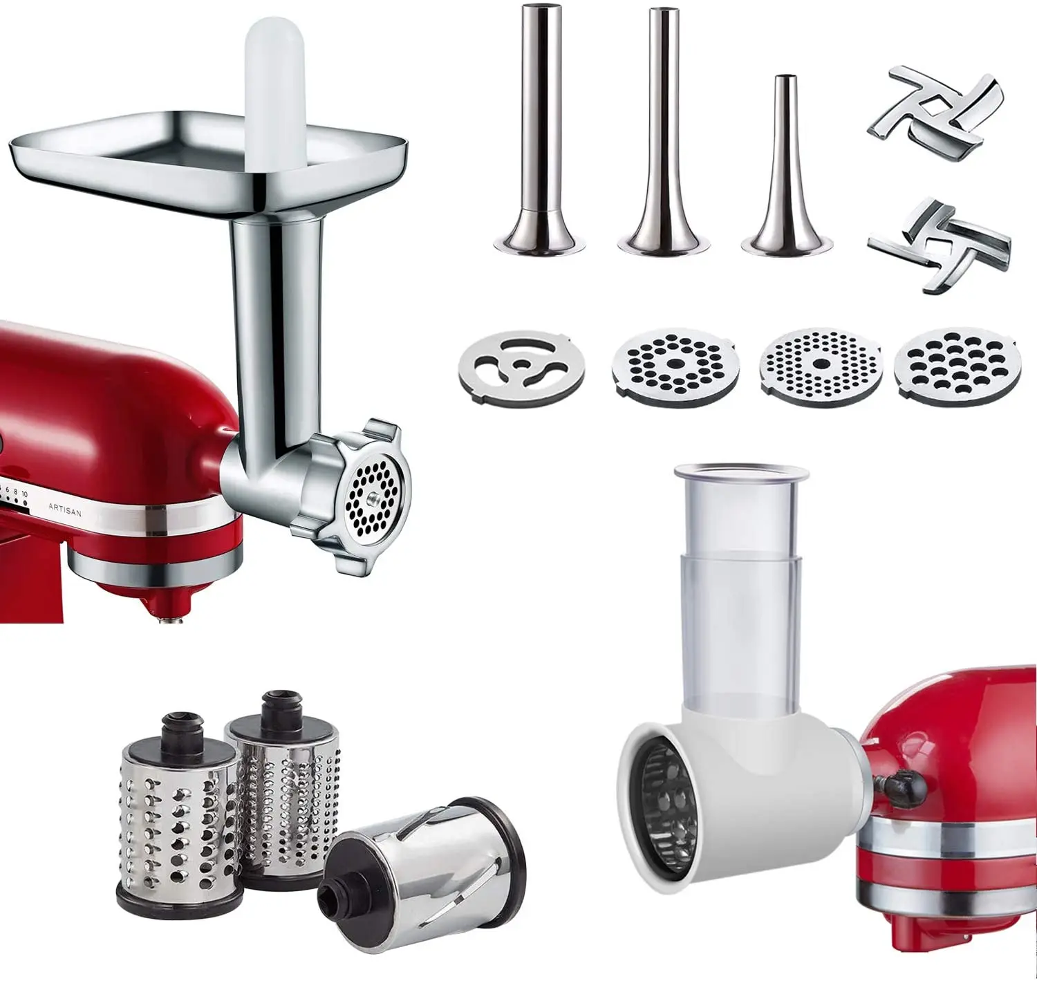 GVODE Meat Grinder Attachment for Kitchenaid Stand Mixer(does not include  kitchenaid stand mixer), Including 3 Sausage Stuffer Accessory, Metal Food  Grinder, gvode meat grinder kitchenaid